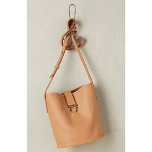 Joanna Maxham x Anthropologie Cotati Camel Tan Leather Bucket Crossbody Bag EUC
